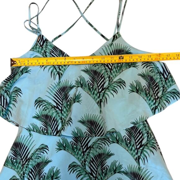CeCe By Cynthia Steffe Blue Tropical Palm Tree Dress Size 0 - Picture 3 of 4